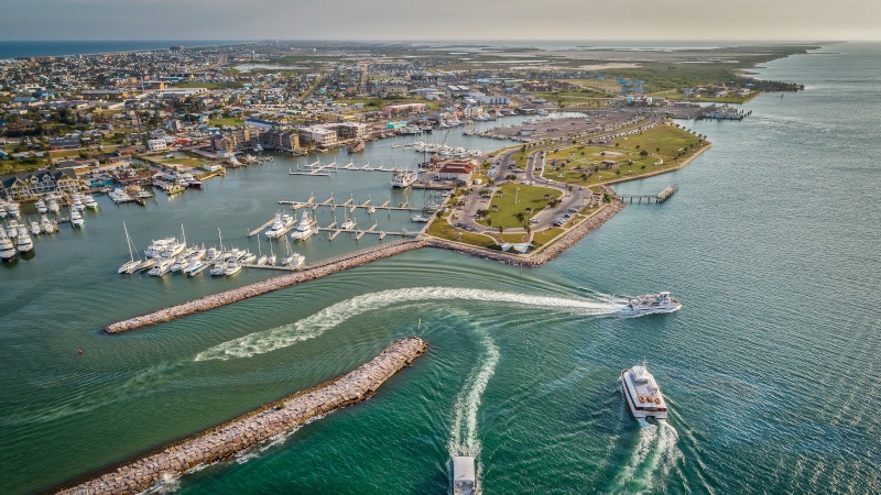 Scene of marina at Port Aransas, Texas Marina; Source: cropped from AdobeStock_217495950